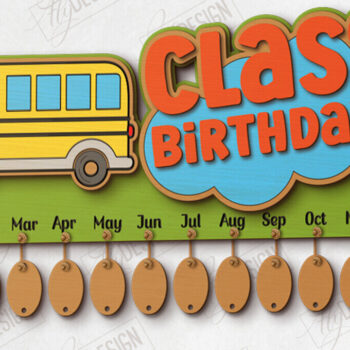 Intra απο ξύλο plywood 3mm-4mm πάχος - Γενέθλια στην τάξη | Πίνακας γενεθλίων |CNC Δίασταση 40x50 cm INTRAFABR-118474813 - Image 1