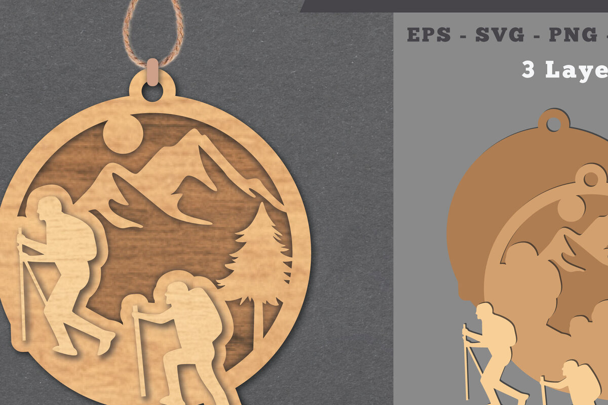 Intra απο ξύλο plywood 3mm-4mm πάχος - Στολίδι Climb Mountains Cut Laser  Δίασταση 6x6 cm INTRAFABR-112011307