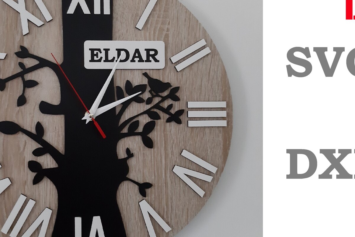 Intra απο ξύλο plywood 3mm-4mm πάχος - Clock Laser Cut - Ρολόι δέντρου με όνομα Δίασταση 30x20 cm INTRAFABR-73582139