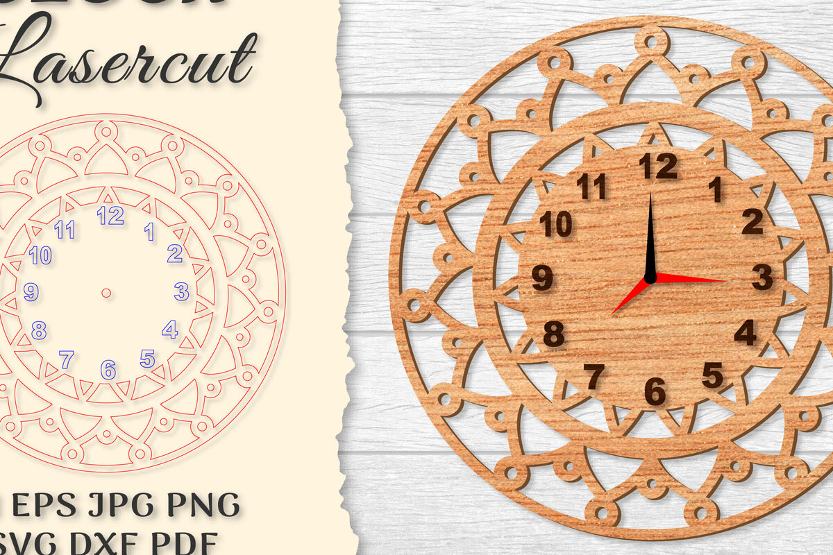 Intra απο ξύλο plywood 3mm-4mm πάχος - Ρολόι Mandala Lasercut Δίασταση 30x30 cm INTRAFABR-120626914