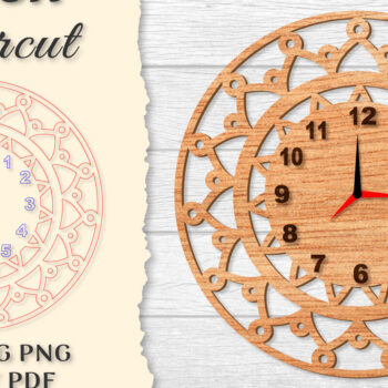 Intra απο ξύλο plywood 3mm-4mm πάχος - Ρολόι Mandala Lasercut BNDLES Δίασταση 30x30 cm INTRAFABR-120626946 - Image 2