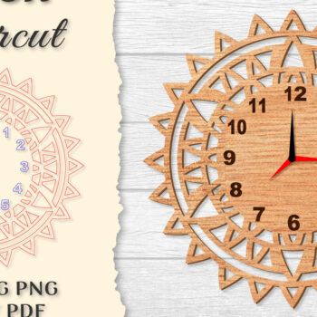 Intra απο ξύλο plywood 3mm-4mm πάχος - Ρολόι Mandala Lasercut BNDLES Δίασταση 30x30 cm INTRAFABR-120626946 - Image 4