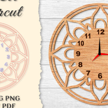Intra απο ξύλο plywood 3mm-4mm πάχος - Ρολόι Mandala Lasercut BNDLES Δίασταση 30x30 cm INTRAFABR-120626947 - Image 5
