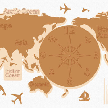 Intra απο ξύλο plywood 3mm-4mm πάχος - Παγκόσμιος χάρτης ρολογιού Ξύλινη τέχνη τοίχων Δίασταση 80x38 cm INTRAFABR-68835195 - Image 9