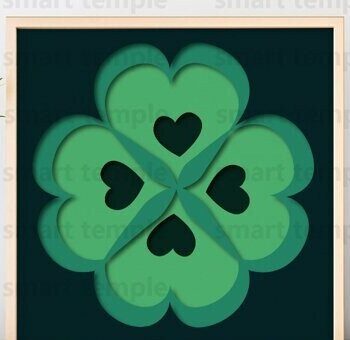 Intra απο ξύλο plywood 3mm-4mm πάχος - Clover 3d Shadowbox, Clover Vector Δίασταση 20x20 cm INTRAFABR-81176539 - Image 1