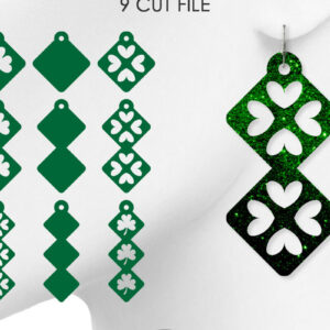 Intra απο ξύλο plywood 3mm-4mm πάχος - Clover Earrings , St Patrick's Day Δίασταση 3x3 cm INTRAFABR-8039275