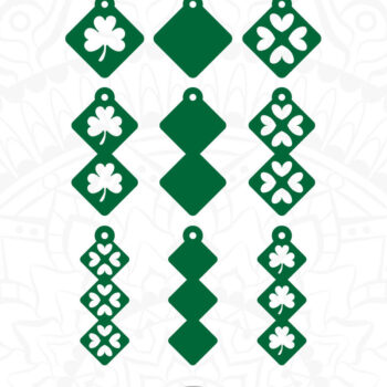 Intra απο ξύλο plywood 3mm-4mm πάχος - Clover Earrings , St Patrick's Day Δίασταση 3x3 cm INTRAFABR-8039275 - Image 3