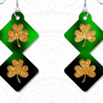 Intra απο ξύλο plywood 3mm-4mm πάχος - Clover Earrings , St Patrick's Day Δίασταση 3x3 cm INTRAFABR-8039275 - Image 4