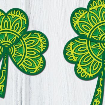 Intra απο ξύλο plywood 3mm-4mm πάχος - Clover Mandala 3D Layered Papercut Δίασταση 30x30 cm INTRAFABR-89420618 - Image 1