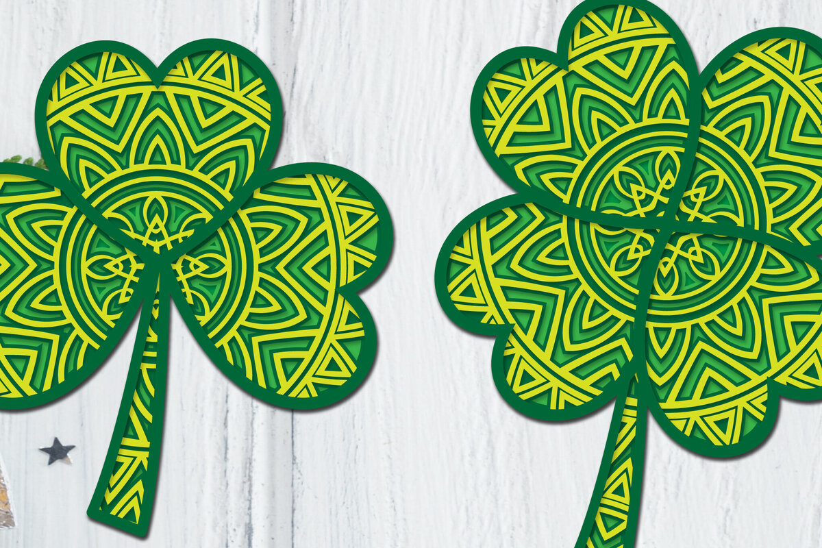 Intra απο ξύλο plywood 3mm-4mm πάχος - Clover Mandala 3D Layered Papercut Δίασταση 30x30 cm INTRAFABR-89420654