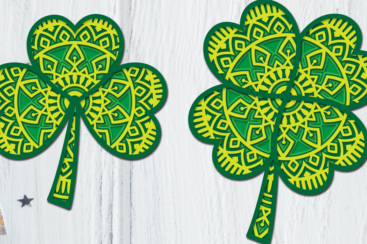 Intra απο ξύλο plywood 3mm-4mm πάχος - Clover Mandala 3D Layered Papercut Δίασταση 30x30 cm INTRAFABR-89420696