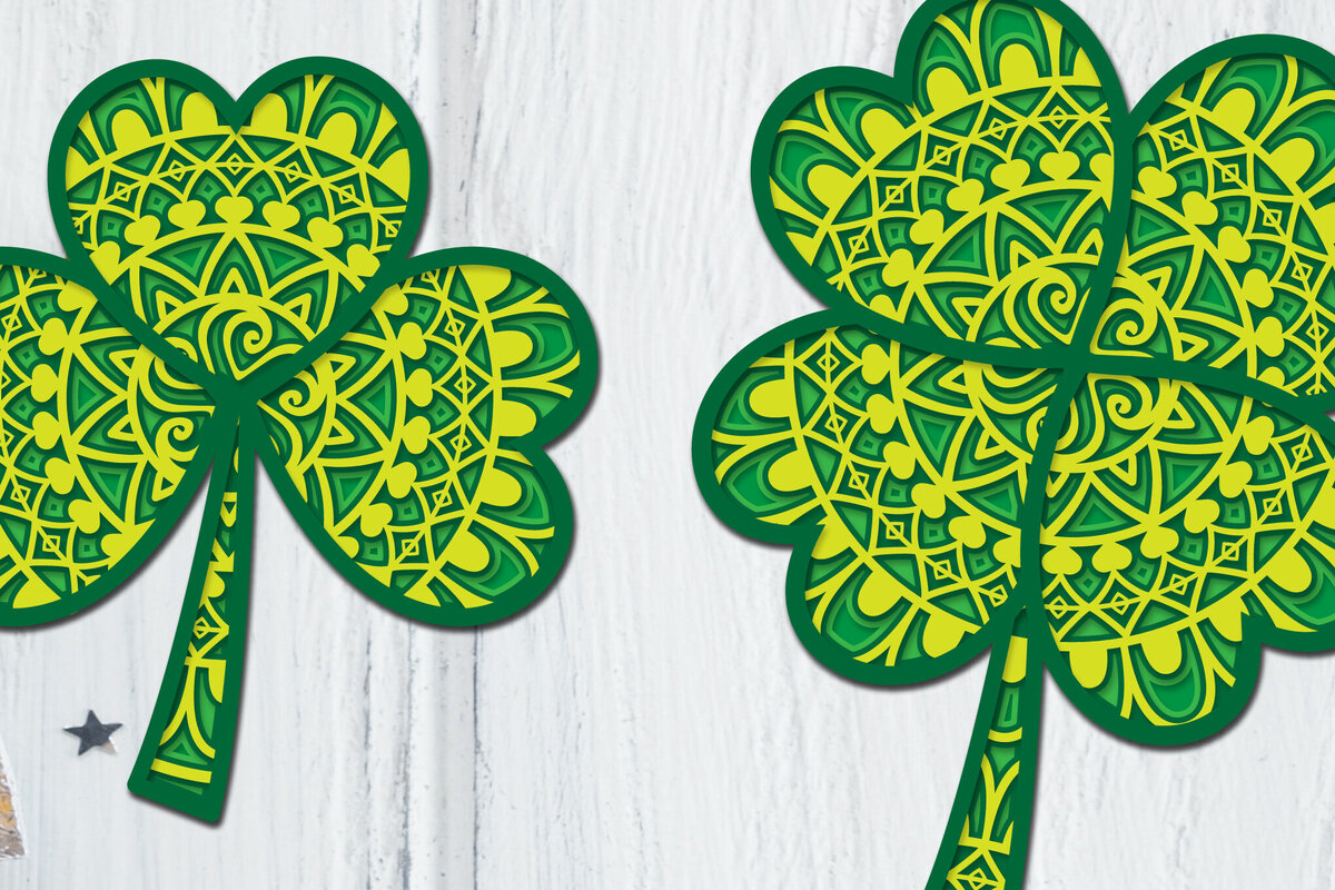 Intra απο ξύλο plywood 3mm-4mm πάχος - Clover Mandala 3D Layered Papercut Δίασταση 30x30 cm INTRAFABR-89420772