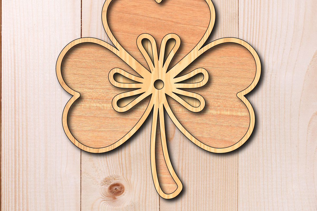 Intra απο ξύλο plywood 3mm-4mm πάχος - Τριφύλλι St. Patrick's Day Laser-Cut Δίασταση 4x4 cm INTRAFABR-118145120