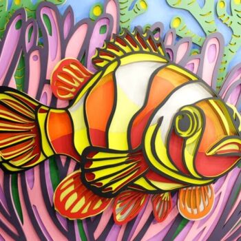 Intra απο ξύλο plywood 3mm-4mm πάχος - Αρχεία πολλαπλών επιπέδων Clown Fish 3d Δίασταση 84x9 cm INTRAFABR-112111123 - Image 2