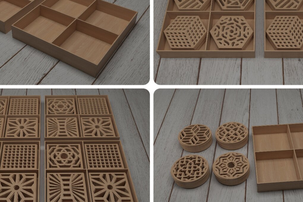 Intra απο ξύλο plywood 3mm-4mm πάχος - Πακέτο σχεδίασης σουβέρ 028 Δίασταση 20x20 cm INTRAFABR-117602977