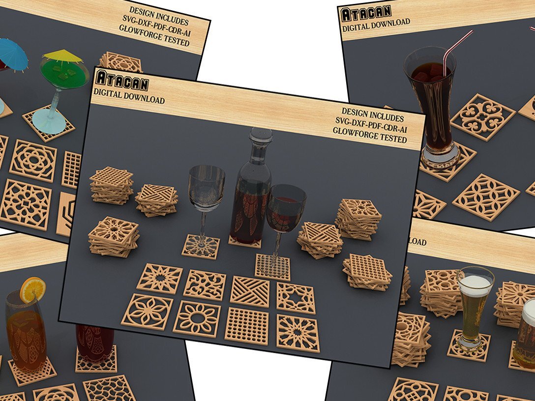 Intra απο ξύλο plywood 3mm-4mm πάχος - Διανυσματικά αρχεία γεωμετρικών μοτίβων σουβέρ Δίασταση 30x20 cm INTRAFABR-40249012