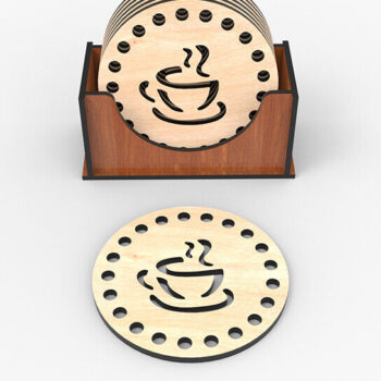 Intra απο ξύλο plywood 3mm-4mm πάχος - Coaster Laser Cut File with Box Δίασταση 30x20 cm INTRAFABR-105276290 - Image 2