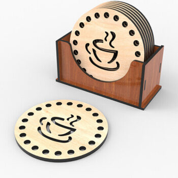 Intra απο ξύλο plywood 3mm-4mm πάχος - Coaster Laser Cut File with Box Δίασταση 30x20 cm INTRAFABR-105276290 - Image 3