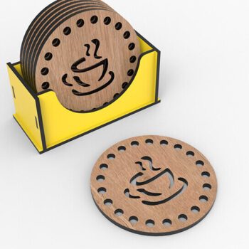 Intra απο ξύλο plywood 3mm-4mm πάχος - Coaster Laser Cut File with Box Δίασταση 30x20 cm INTRAFABR-105276290 - Image 4