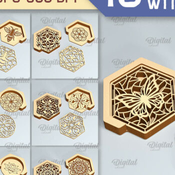 Intra απο ξύλο plywood 3mm-4mm πάχος - Σουβέρ με θήκη Laser Cut Bundle Δίασταση 30x20 cm INTRAFABR-90505692 - Image 1