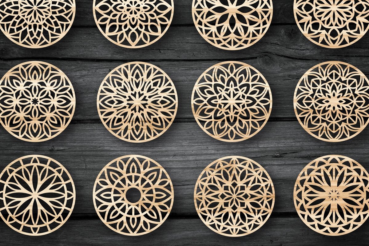 Intra απο ξύλο plywood 3mm-4mm πάχος - Πακέτο αρχείων  Cut Coasters Laser Cut V03 Δίασταση 30x20 cm INTRAFABR-39481946