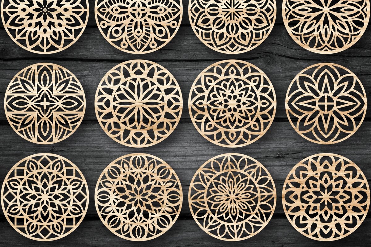 Intra απο ξύλο plywood 3mm-4mm πάχος - Πακέτο αρχείων  Cut Coasters Laser Cut V07 Δίασταση 30x20 cm INTRAFABR-39483358