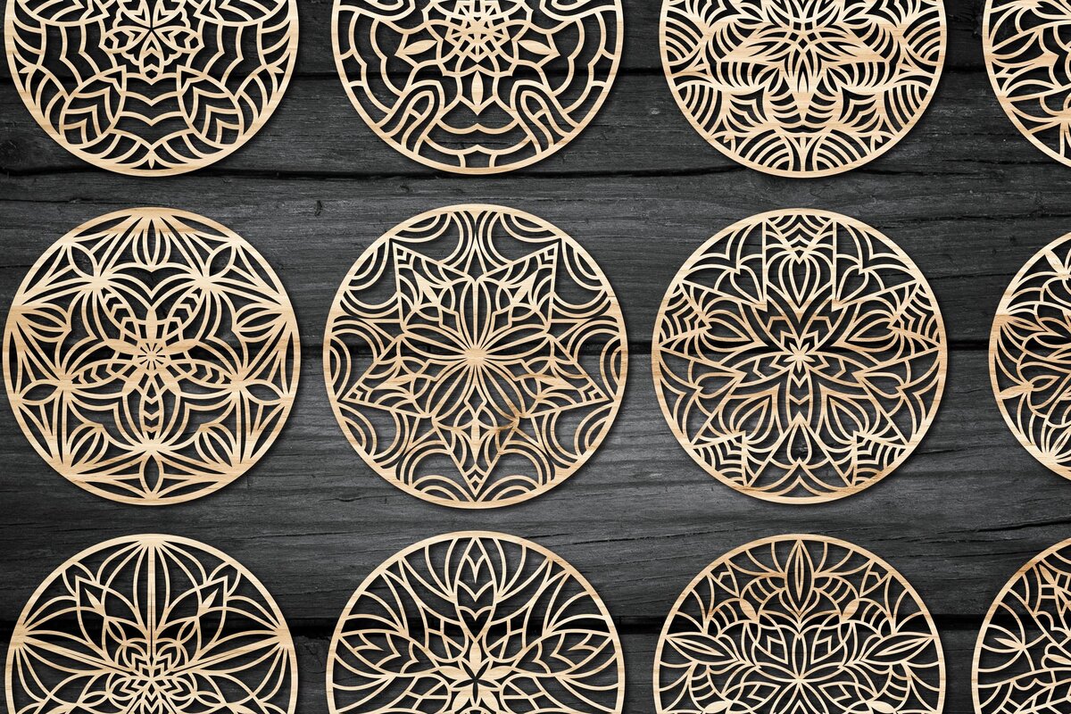 Intra απο ξύλο plywood 3mm-4mm πάχος - Coasters Laser Cut  Files Bundle V20 Δίασταση 30x20 cm INTRAFABR-44816624