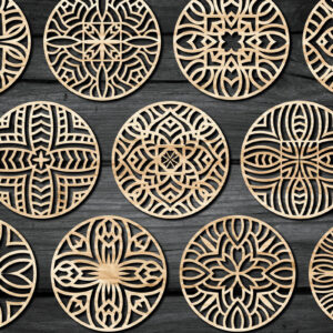 Intra απο ξύλο plywood 3mm-4mm πάχος - Πακέτο αρχείων  Cut Coasters Laser Cut V63 Δίασταση 30x20 cm INTRAFABR-60161659