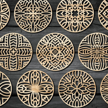 Intra απο ξύλο plywood 3mm-4mm πάχος - Πακέτο αρχείων  Cut Coasters Laser Cut V63 Δίασταση 30x20 cm INTRAFABR-60161659 - Image 1