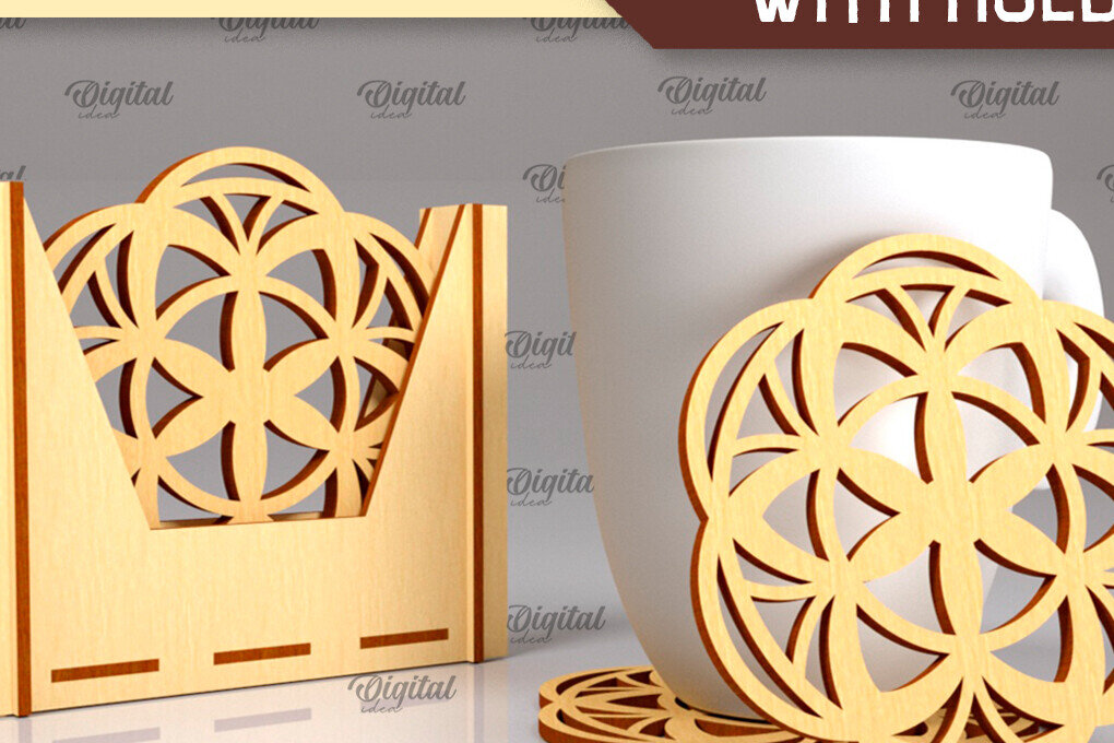 Intra απο ξύλο plywood 3mm-4mm πάχος - Σουβέρ με θήκη Laser Cut Design Δίασταση 30x20 cm INTRAFABR-102845801