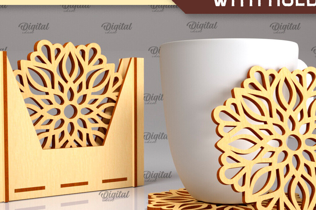 Intra απο ξύλο plywood 3mm-4mm πάχος - Σουβέρ με θήκη Laser Cut Design Δίασταση 30x20 cm INTRAFABR-102845545
