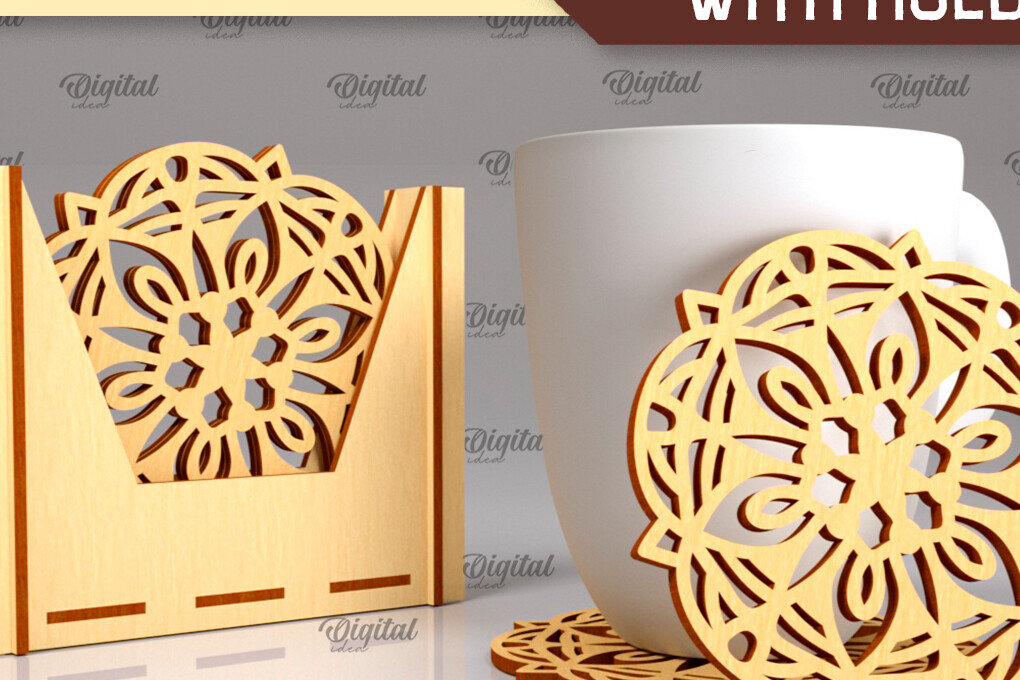 Intra απο ξύλο plywood 3mm-4mm πάχος - Σουβέρ με θήκη Laser Cut Design Δίασταση 30x20 cm INTRAFABR-102845680