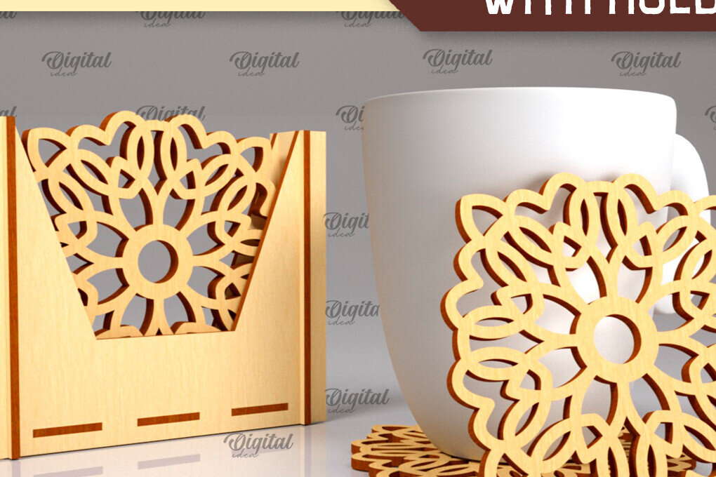 Intra απο ξύλο plywood 3mm-4mm πάχος - Σουβέρ με θήκη Laser Cut Design Δίασταση 30x20 cm INTRAFABR-102845775
