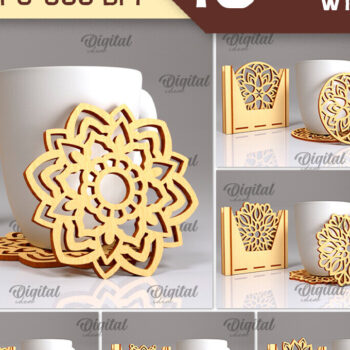 Intra απο ξύλο plywood 3mm-4mm πάχος - Σουβέρ με θήκες Laser Cut Bundle Δίασταση 30x20 cm INTRAFABR-102849182 - Image 1