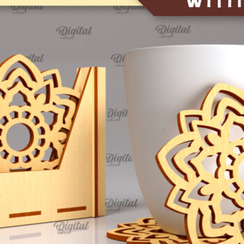 Intra απο ξύλο plywood 3mm-4mm πάχος - Σουβέρ με θήκες Laser Cut Bundle Δίασταση 30x20 cm INTRAFABR-102849182 - Image 2