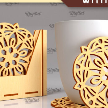 Intra απο ξύλο plywood 3mm-4mm πάχος - Σουβέρ με θήκες Laser Cut Bundle Δίασταση 30x20 cm INTRAFABR-102849182 - Image 5