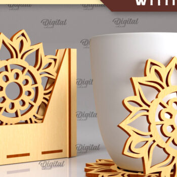 Intra απο ξύλο plywood 3mm-4mm πάχος - Σουβέρ με θήκες Laser Cut Bundle Δίασταση 30x20 cm INTRAFABR-102849182 - Image 7