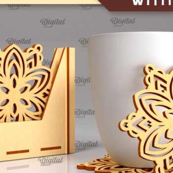 Intra απο ξύλο plywood 3mm-4mm πάχος - Σουβέρ με θήκες Laser Cut Bundle Δίασταση 30x20 cm INTRAFABR-102849182 - Image 8