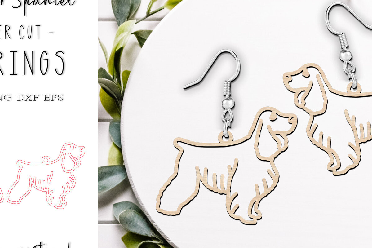 Intra απο ξύλο plywood 3mm-4mm πάχος - Κόκερ σπάνιελ σκουλαρίκια σκύλου κοπής με λέιζερ Δίασταση 900x900 cm INTRAFABR-119663465