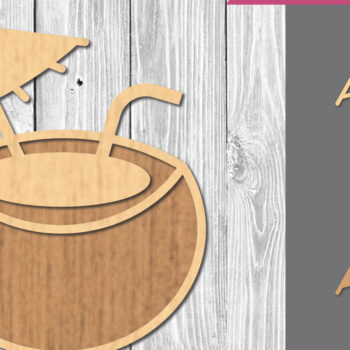 Intra απο ξύλο plywood 3mm-4mm πάχος - Coconut Drink Cocktail Drink Laser Cut Δίασταση 20x20 cm INTRAFABR-109410867 - Image 1