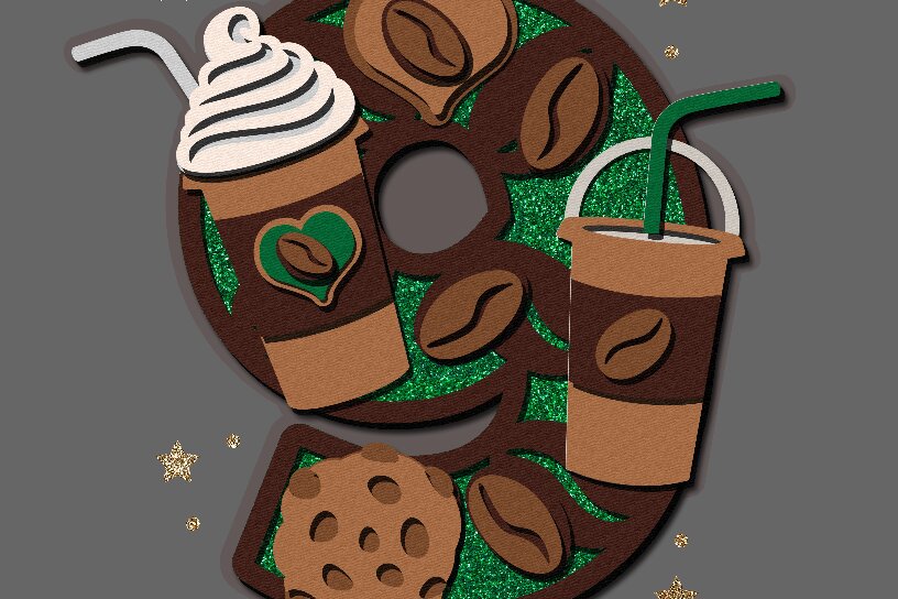 Intra απο ξύλο plywood 3mm-4mm πάχος - Αριθμοί καφέ και μπισκότων Δίασταση 20x20 cm INTRAFABR-39206490