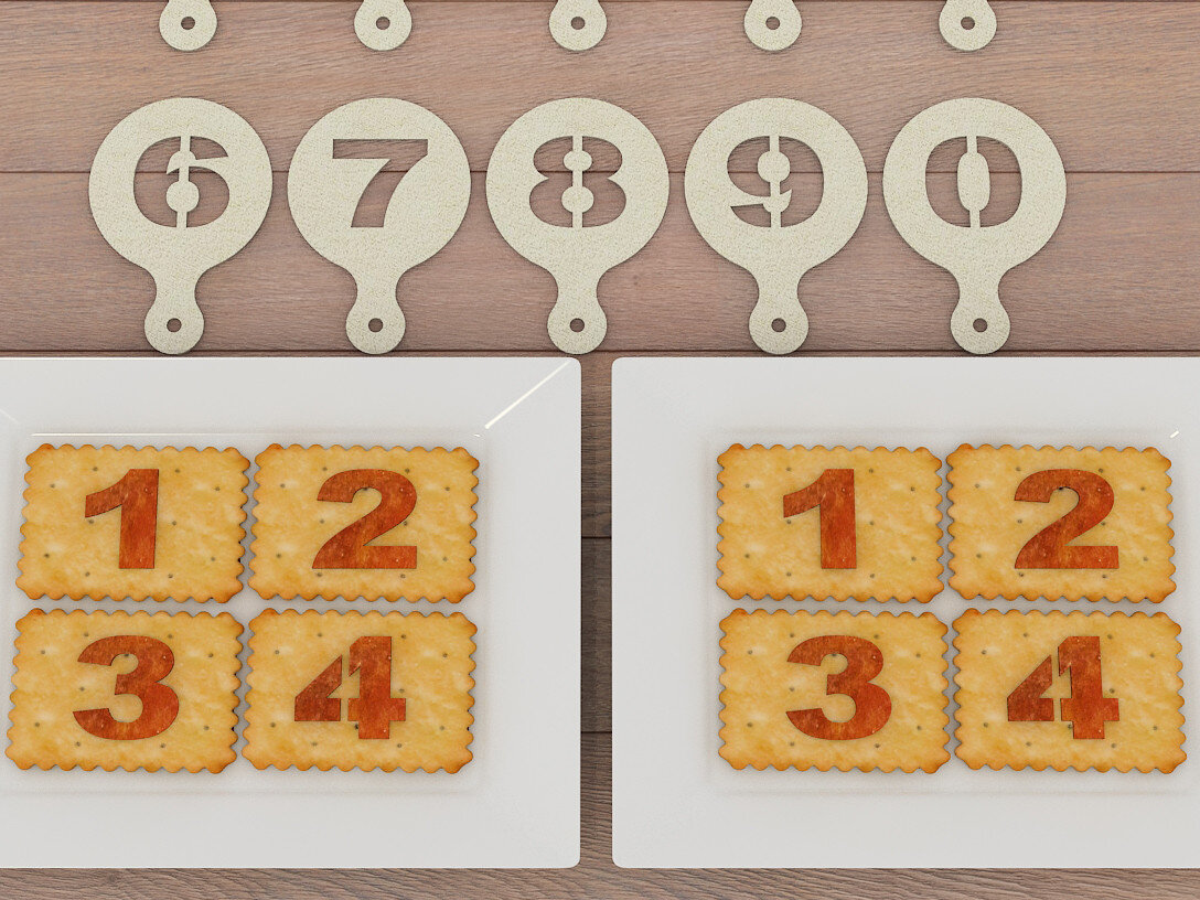 Intra απο ξύλο plywood 3mm-4mm πάχος - Σετ Στένσιλ Coffee Baking Numbers 251 Δίασταση 30x20 cm INTRAFABR-53994828