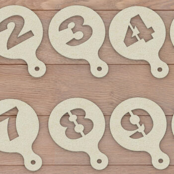 Intra απο ξύλο plywood 3mm-4mm πάχος - Σετ Στένσιλ Coffee Baking Numbers 251 Δίασταση 30x20 cm INTRAFABR-53994828 - Image 2