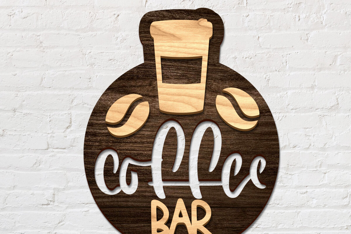 Intra απο ξύλο plywood 3mm-4mm πάχος - Διακόσμηση πινακίδας καφέ μπαρ LaserCut Δίασταση 30x20 cm INTRAFABR-79305787