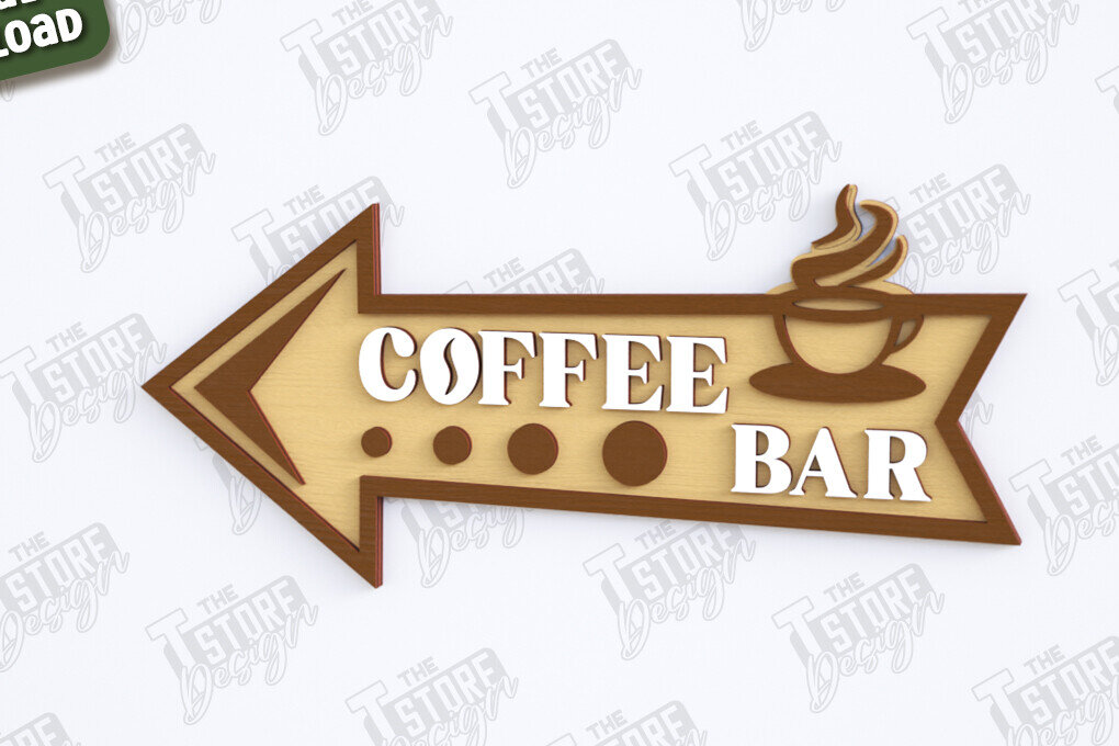 Intra απο ξύλο plywood 3mm-4mm πάχος - Coffee Bar Sign Laser Cut | Καφενείο Δίασταση 30x20 cm INTRAFABR-123567224
