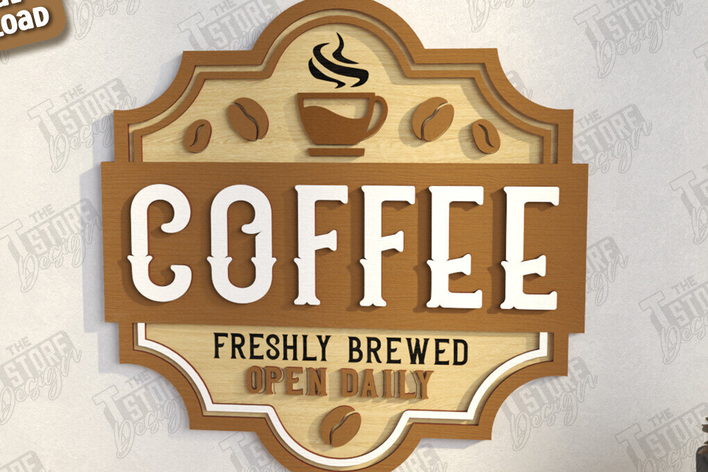 Intra απο ξύλο plywood 3mm-4mm πάχος - Coffee Bar Sign Laser Cut | Καφενείο Δίασταση 30x20 cm INTRAFABR-123430566