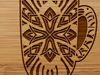 Intra απο ξύλο plywood 3mm-4mm πάχος - Φλιτζάνι καφέ με Laser Cut Δίασταση 20x20 cm INTRAFABR-28137673 - Image 2