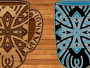 Intra απο ξύλο plywood 3mm-4mm πάχος - Φλιτζάνι καφέ με Laser Cut Δίασταση 20x20 cm INTRAFABR-28137673 - Image 3