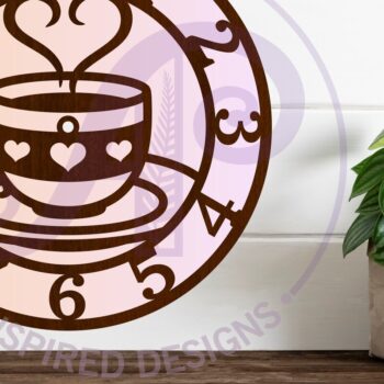 Intra απο ξύλο plywood 3mm-4mm πάχος - Φλιτζάνι καφέ Ρολόι τοίχου με λέιζερ Δίασταση 30x20 cm INTRAFABR-121469914 - Image 1