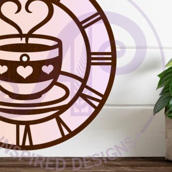 Intra απο ξύλο plywood 3mm-4mm πάχος - Φλιτζάνι καφέ Ρολόι τοίχου με λέιζερ Δίασταση 30x20 cm INTRAFABR-121469914 - Image 2